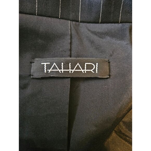Tahari Womens Pinstripe One Button Blazer Size 6 Black & White Career Office - Picture 11 of 14